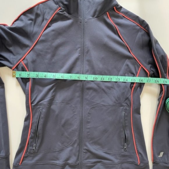 JOE FRESH Athletic Spandex Jacket ~ Dark Gray with Coral Piping ~ Size Small - Picture 10 of 15